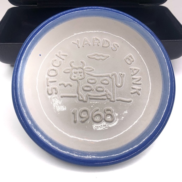 M. A. Hadley Other - M. A. Hadley Pottery Stock Yards Bank 1968 Cow Trinket Dish